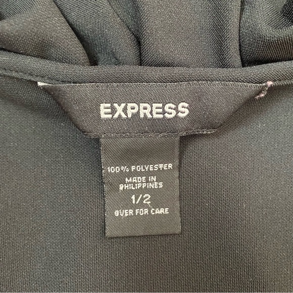 Express Black Long Sleeve Ruffle V Neck Dress Size 1/2 - Picture 4 of 6